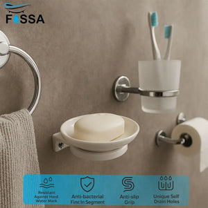 White Soap Dish Unbreakable Abs Round Ceramic Finish (RW-121) - Fossa Home