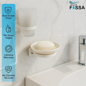 White Soap Dish Unbreakable Abs Round Ceramic Finish (RW-121) - Fossa Home