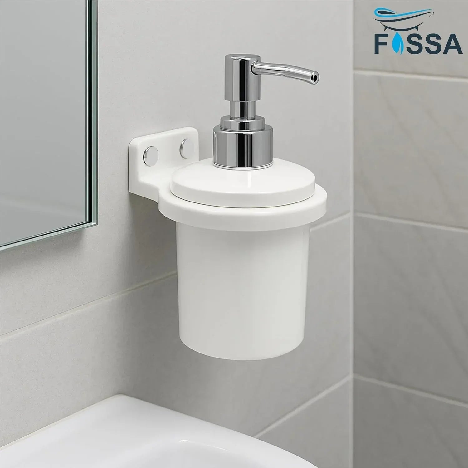 White Soap Dispenser Unbreakable Abs Ceramic Finish (RW-124) - Fossa Home