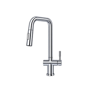 Cacia Two-Flow Heavy SUS 304 Pull-Out 360° Hot and Cold Kitchen Mixer Faucet in Chrome Finish