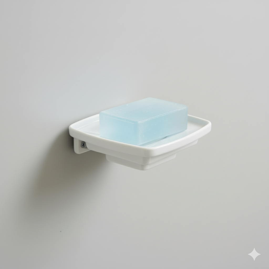 Ceramic soap dish for bathroom with clean and minimal design