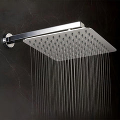 Colva (8x8 Inches) 304- Grade Stainless Steel Chrome Finish Overhead Shower With Arm (15 Inch)