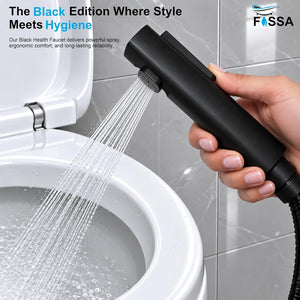 Erica Black ABS Health Faucet with Wall Mount Hook for Easy Storage
