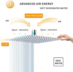 Fossa 12"X12" Inch Rain Shower - Square High Pressure Shower Head Made of 304 Stainless Steel Chrome Finish (With Arm Set 24" Inch) - Fossa Home