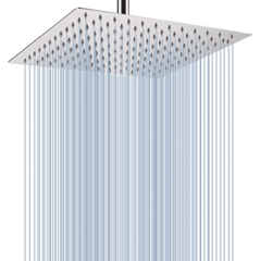 Fossa 12"X12" Inch Rain Shower - Square High Pressure Shower Head Made of 304 Stainless Steel Chrome Finish (With Arm Set 24" Inch) - Fossa Home