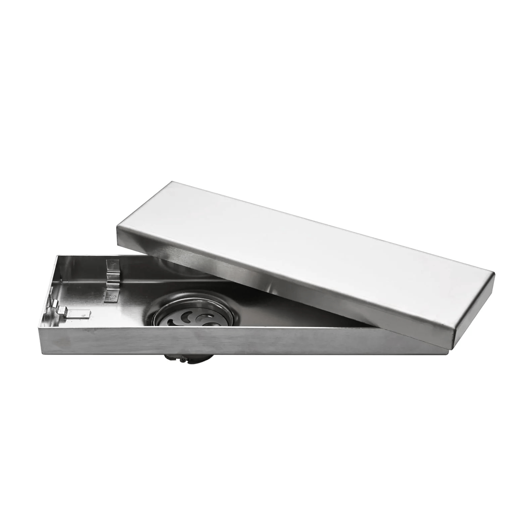 Fossa 12"x4" Shower Marble Tile Brushed Drain Side Hole Rectangular Floor Drain with Accessories Marble Tile Hole Pattern Cover Grate Removable304 Stainless Steel SCD - 1704A1 (12 inch) - Fossa Home