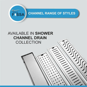 Wave (12x 4 Inches) 304 Grade Brushed Shower Channel Drain Floor Drain - Fossa Home