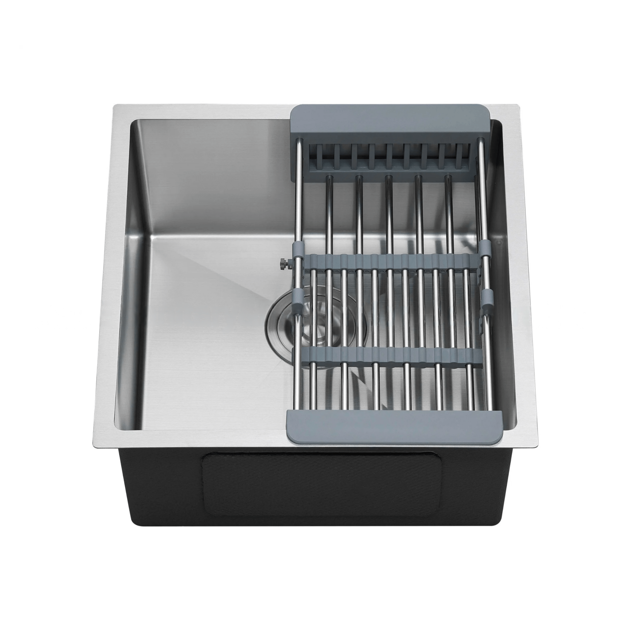 Fossa 18"x16"x09" Inch Single Bowl Premium Stainless Steel Round Coupling Handmade Kitchen Sink (Matte Finish) Silver - Fossa Home