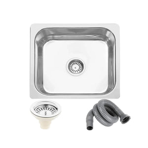 Fossa 18"X16"X09" Single Bowl Stainless Steel Kitchen Sink With SS Coupling Glossy Finish FIS - 001 J - Fossa Home