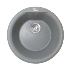 Fossa 18"x18"x08" Inch Round Bar Sink, Single Bowl Kitchen Sinks, Quartz German Engineered Technology Kitchen Sink Easy - to - Clean Sink for Outdoor Indoor Catering Restaurant Hospital (Grey) - Fossa Home