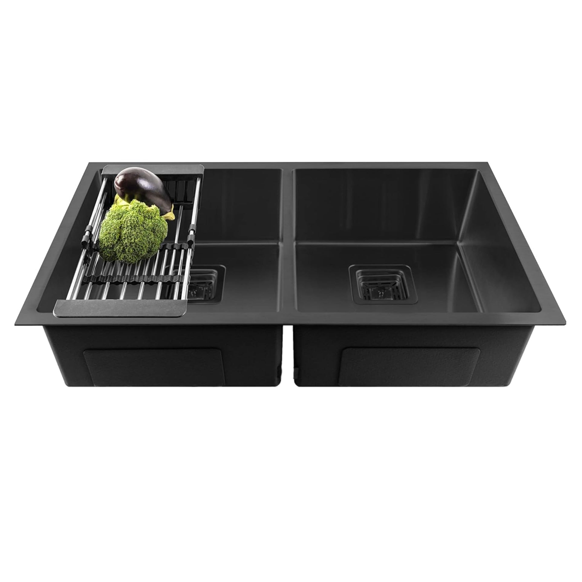 Fossa 45"x20"x10" Inch Double Bowl 304 Grade Honeycomb Embossed Kitchen Sink with Nano Coating (Black ) - Fossa Home