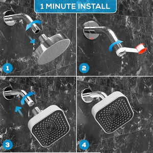 4×4 Inch Alpha Wave Square Rain Shower Head Black Chrome Finish (Without Arm) - Fossa Home