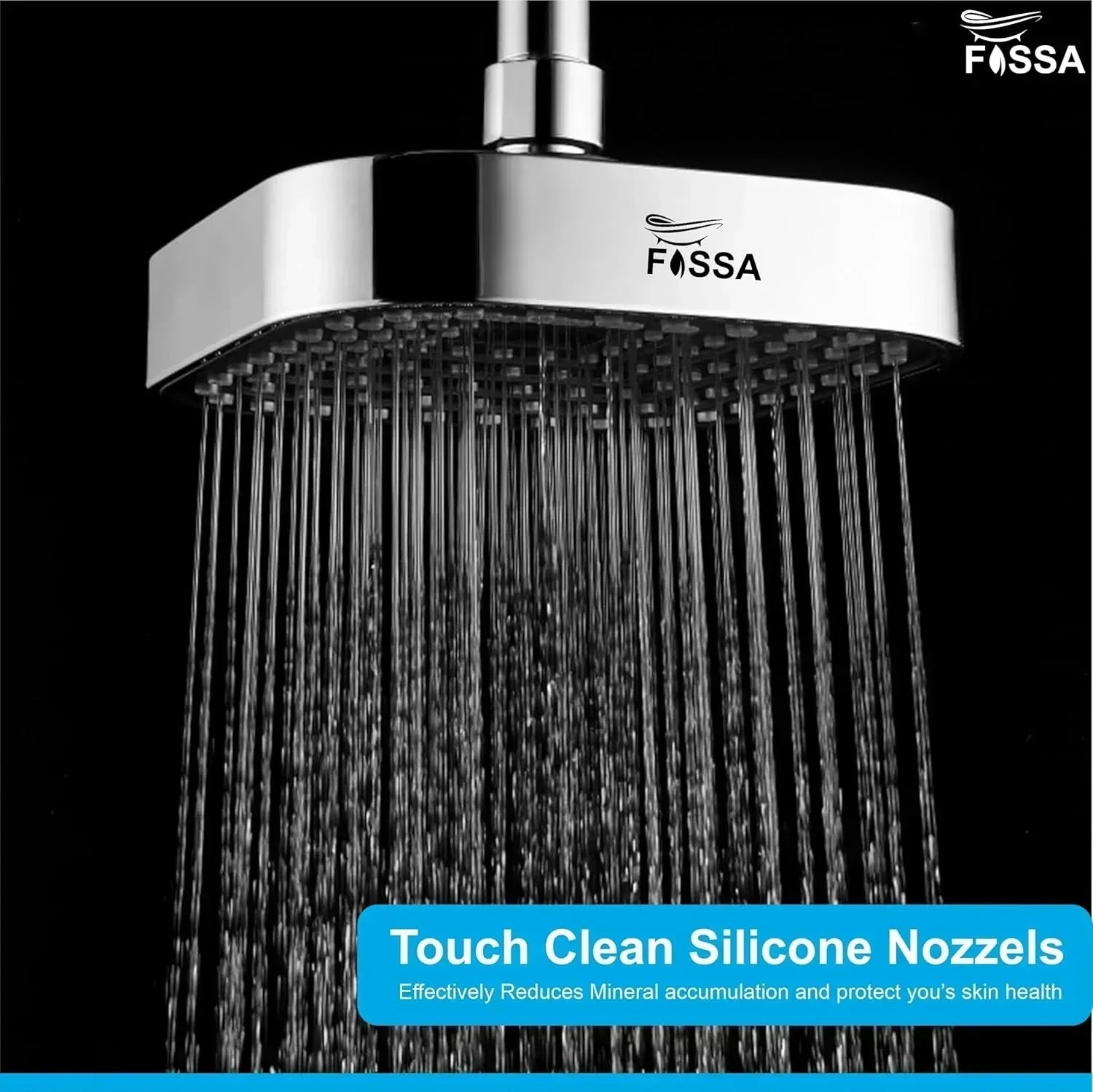 Fossa 4"x4" Square Alpha Wave Shower Head - High Pressure Rain - Luxury Design - 1 - Min Install - Easy Clean Adjustable for Your Bathroom Shower Heads Chrome Finish (Without Arm) - Fossa Home