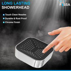 Fossa 4"x4" Square Curve Shower Head - High Pressure Rain - Luxury Design - 1 - Min Install - Easy Clean Adjustable for Your Bathroom Shower Heads (With 9" Arm) - Fossa Home