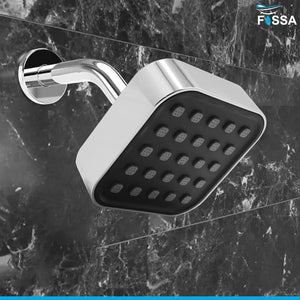 Fossa 4"x4" Square Elite Shower Head - High Pressure Rain - Luxury Design - 1 - Min Install - Easy Clean Adjustable for Your Bathroom Shower Heads (With 9" Arm) - Fossa Home