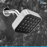 Fossa 4"x4" Square Elite Shower Head - High Pressure Rain - Luxury Design - 1 - Min Install - Easy Clean Adjustable for Your Bathroom Shower Heads (With 9" Arm) - Fossa Home