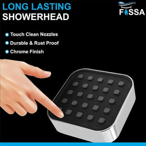 Elite (4x4 Inches) ABS Chrome Black Finish Overhead Shower With Arm (9 Inch) - Fossa Home