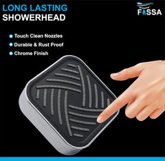 Fossa 4"x4" Square Lexo Shower Head - High Pressure Rain - Luxury Design - 1 - Min Install - Easy Clean Adjustable for Your Bathroom Shower Heads (Without Arm) - Fossa Home