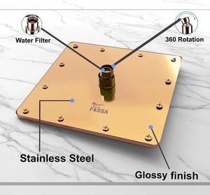 Fossa 8 Inch Rainfall Shower Head Fixed Shower Head 304 Stainless Steel Rain Showers Overhead Wall Mounted, (Copper) - Fossa Home