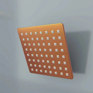 Rainfall (8x8 Inches) Stainless Steel Rose Gold Finish Overhead Shower With Arm (18 Inch) - Fossa Home