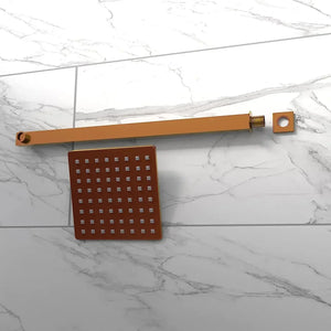 Rainfall (8x8 Inches) Stainless Steel Rose Gold Finish Overhead Shower With Arm (18 Inch) - Fossa Home