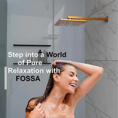 Fossa 8 Inch Rainfall Shower Head Fixed Shower Head 304 Stainless Steel Rain Showers Overhead Wall Mounted, (Copper) - Fossa Home