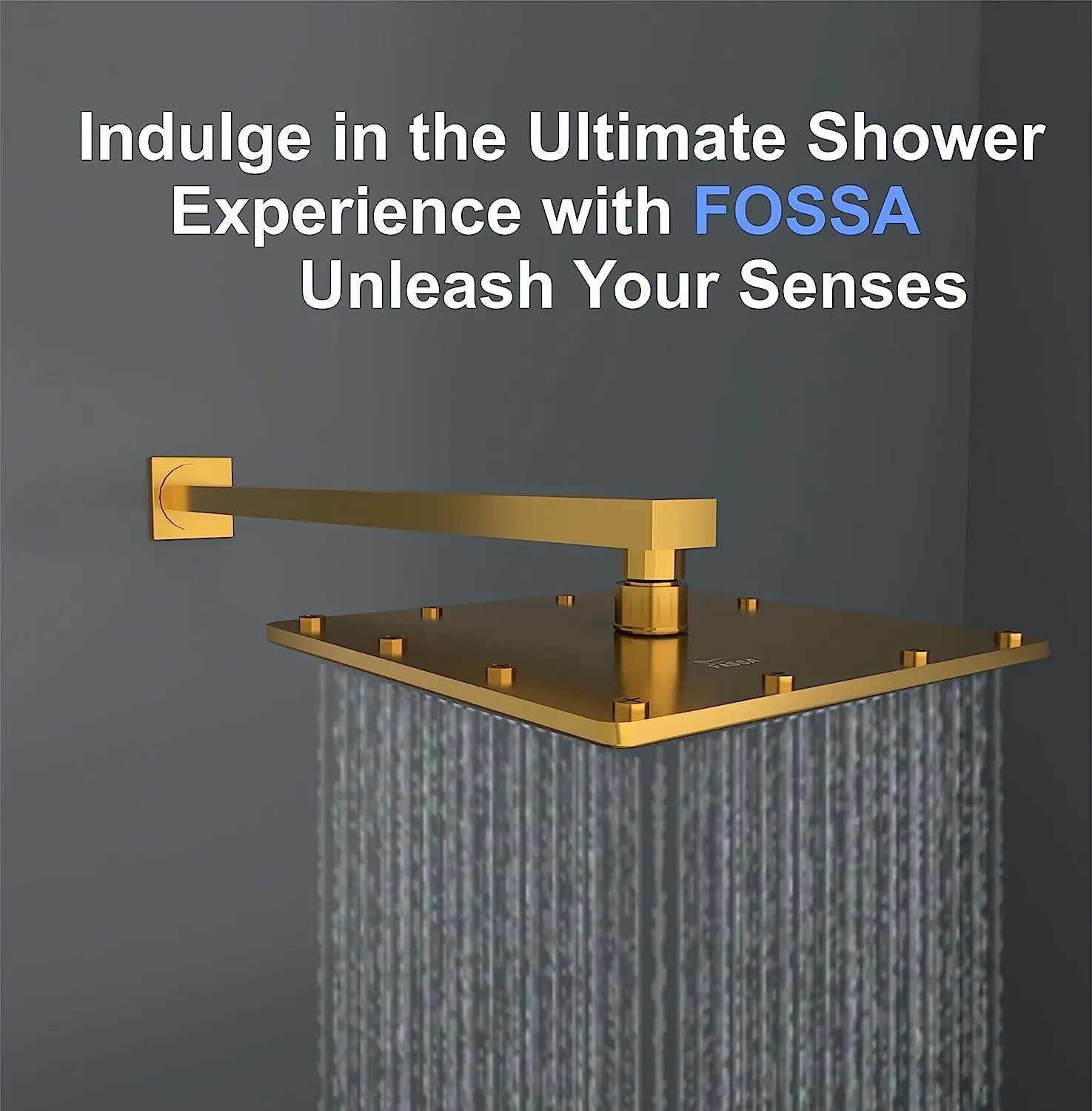 Fossa 8 Inch Rainfall Shower Head Fixed Shower Head 304 Stainless Steel Rain Showers Overhead Wall Mounted, (Gold) - Fossa Home