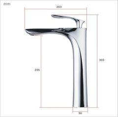Fossa Alive Extended Body Brass Bathroom Sink Wash Basin Mixer Tap Single Handle Hot & Cold Lavatory Sink Faucet for Living Room & Bathrooms (Silver) - Fossa Home