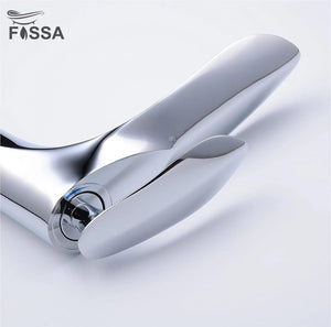 Fossa Alive Extended Body Brass Bathroom Sink Wash Basin Mixer Tap Single Handle Hot & Cold Lavatory Sink Faucet for Living Room & Bathrooms (Silver) - Fossa Home