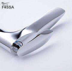 Fossa Alive Extended Body Brass Bathroom Sink Wash Basin Mixer Tap Single Handle Hot & Cold Lavatory Sink Faucet for Living Room & Bathrooms (Silver) - Fossa Home