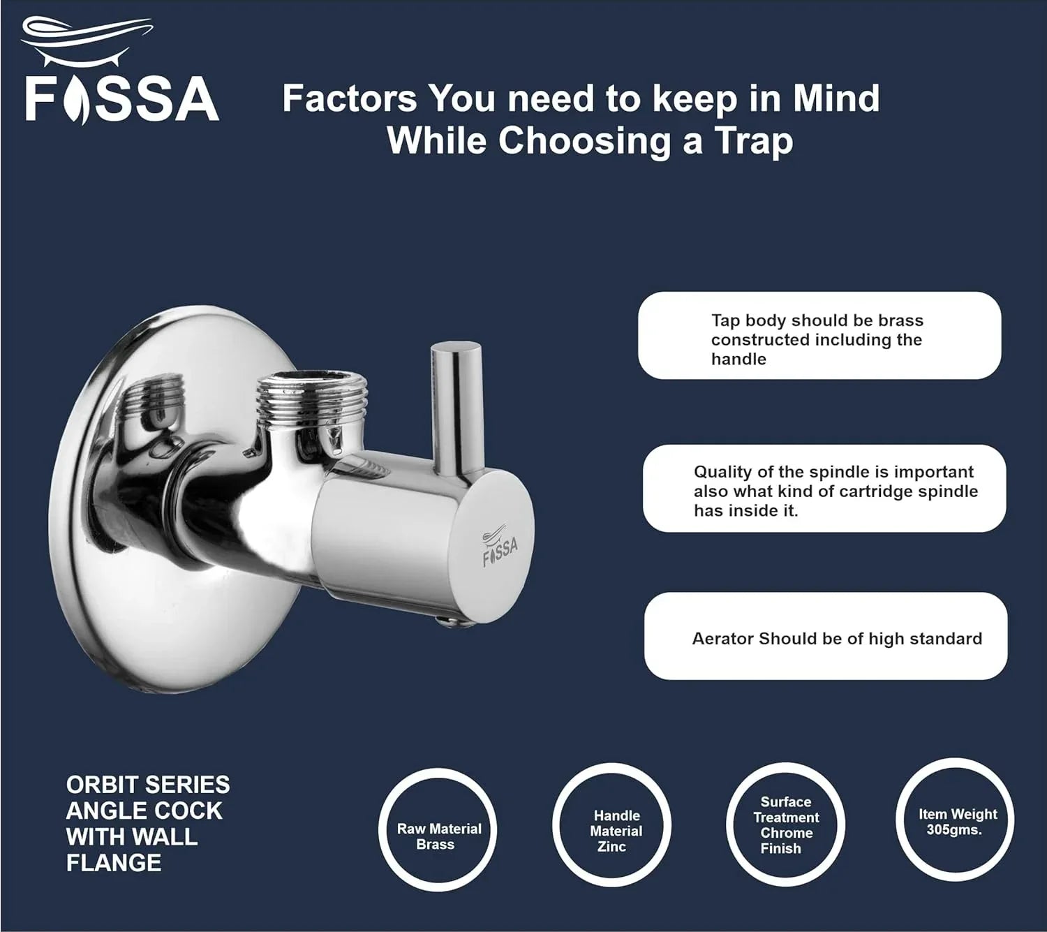 Fossa Stainless Stell Angle Valve silver - Fossa Home