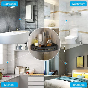 FOSSA Bathroom Shelf, Rustproof Corner Shower Caddy for Bathroom Kitchen Organizer, 304 Stainless Steel (Triangle,3 Packs) (Black) - Fossa Home