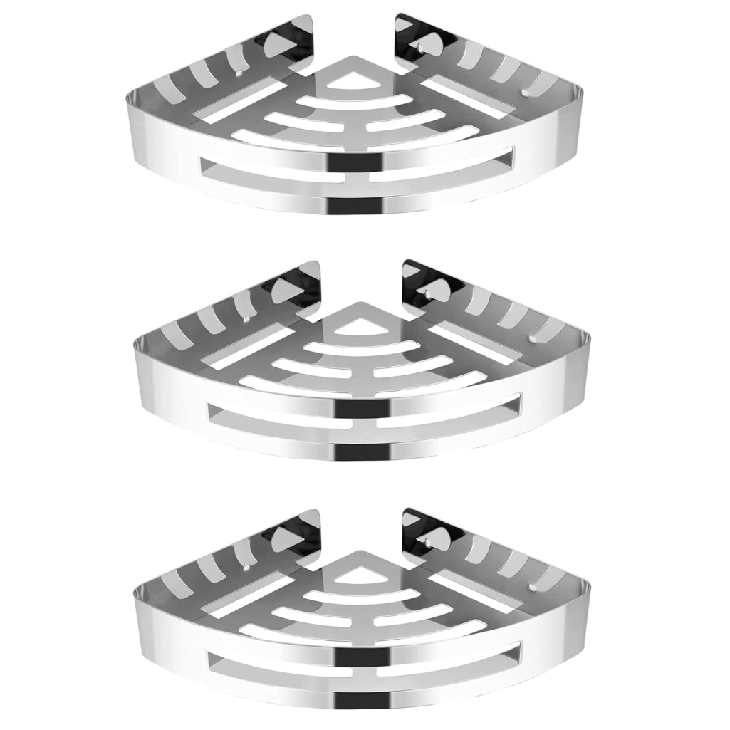 FOSSA Bathroom Shelf, Rustproof Corner Shower Caddy for Bathroom Kitchen Organizer, 304 Stainless Steel (Triangle,3 Packs) (Chrome) - Fossa Home