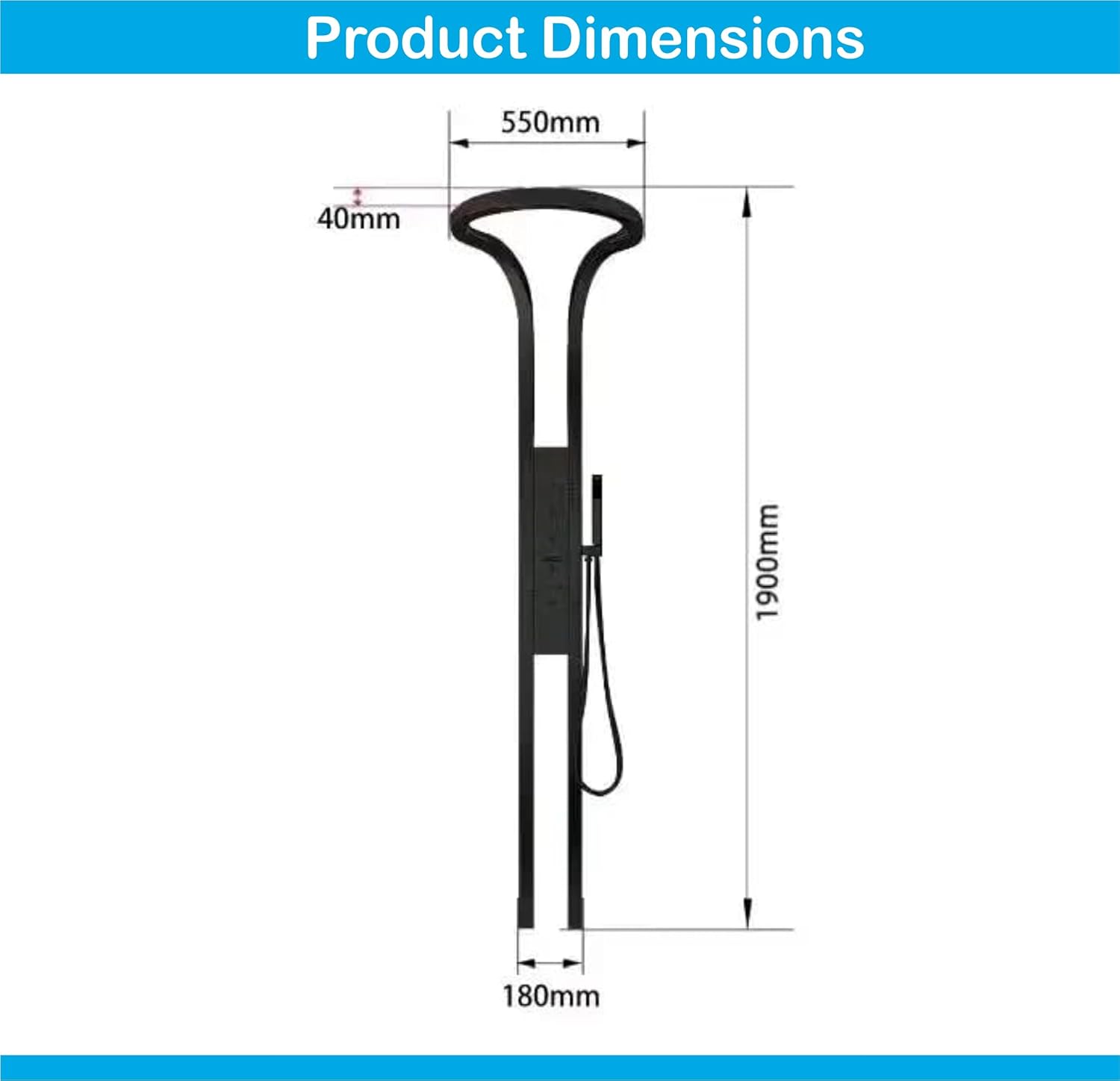 Fossa Bathroom Shower Screen Large Circular Shower Set Home Flush Back Sprinkler Waterfall Hot and Cold Water (Black) - Fossa Home