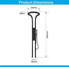 Fossa Bathroom Shower Screen Large Circular Shower Set Home Flush Back Sprinkler Waterfall Hot and Cold Water (Black) - Fossa Home