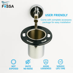 Fossa Brush Holder – Stainless Steel Wall Mounted Tumbler & Toothbrush Holder for Bathroom | Rustproof Organizer & Bathroom Accessories Set | Black + Chrome - Fossa Home
