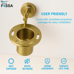 Fossa Brush Holder – Stainless Steel Wall Mounted Tumbler & Toothbrush Holder for Bathroom | Rustproof Organizer & Bathroom Accessories Set | Gold Matte Finish - Fossa Home