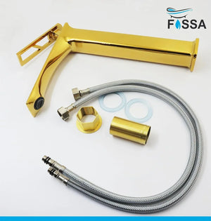 Classy Extended Body Brass Wash Basin Mixer Tap (Gold) - Fossa Home