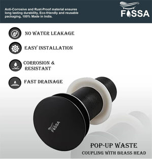 3 Inch Black Brass Pop Up Waste Coupling - Fossa Home