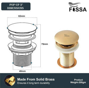 3 Inch Gold Brass Pop Up Waste Coupling - Fossa Home
