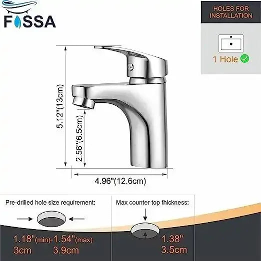 Fossa Taps for Bathroom Sink Chrome Basin Mixer Tap Brass Modern Single Handle Bathroom Faucet FSLF-001 - Fossa Home
