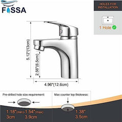 Fossa Taps for Bathroom Sink Chrome Basin Mixer Tap Brass Modern Single Handle Bathroom Faucet FSLF-001 - Fossa Home