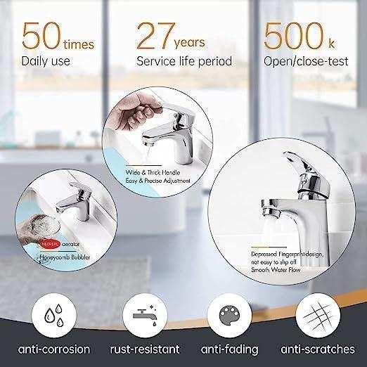 Fossa Taps for Bathroom Sink Chrome Basin Mixer Tap Brass Modern Single Handle Bathroom Faucet FSLF-001 - Fossa Home