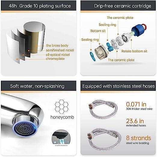 Fossa Taps for Bathroom Sink Chrome Basin Mixer Tap Brass Modern Single Handle Bathroom Faucet FSLF-001 - Fossa Home