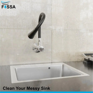 Fossa Brass Sink Cock with Dual Flow Kitchen Faucet with Flexible Swivel Spout (Black) - Fossa Home