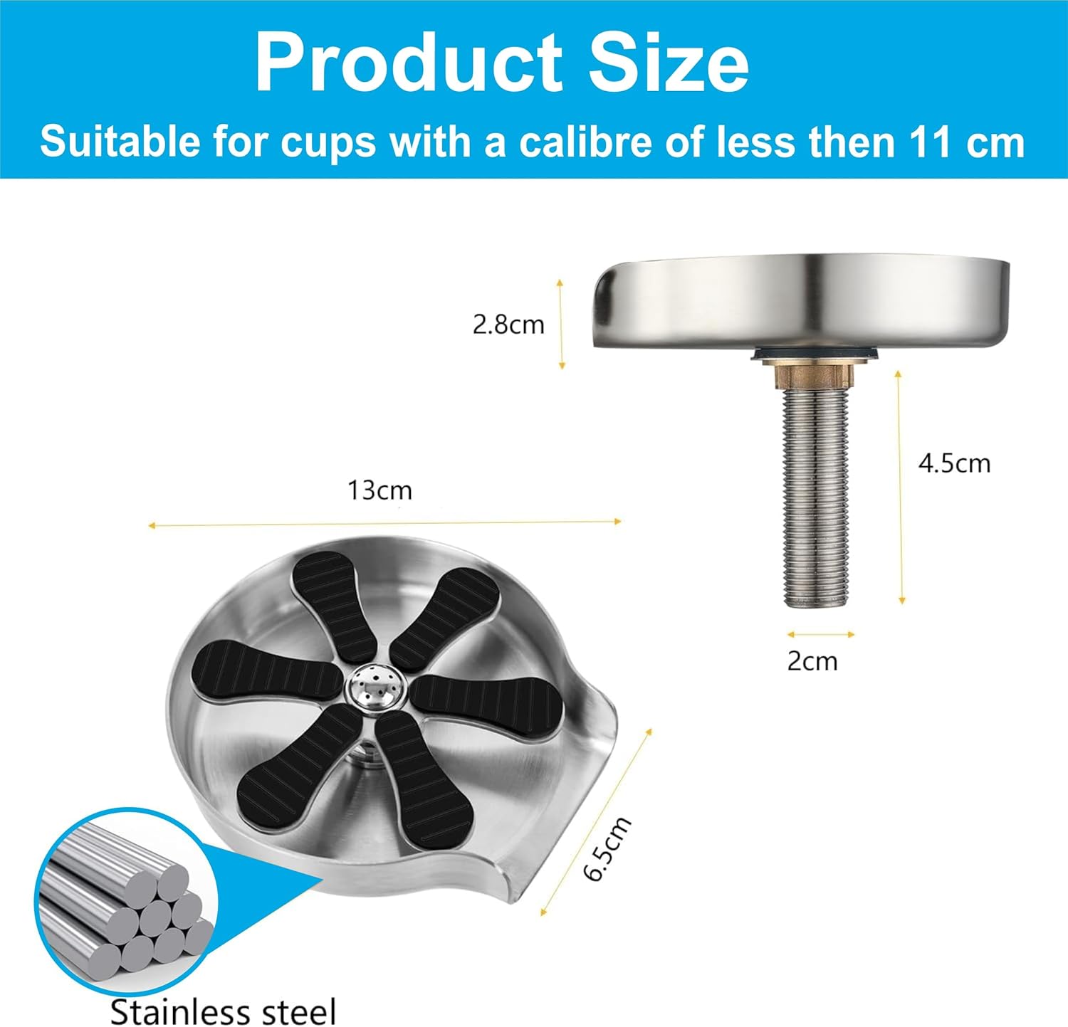 Fossa Glass Rinser for Kitchen Sink,Cup Washer Cleaner for Sink Glass Bottle Washer Cleaner Sink Accessories Stainless Steel (Silver) - Fossa Home