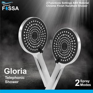 Fossa Gloria Handheld Shower Head with Holder and 1.5 Mtr Shower Hose Hand Held Showerhead High Pressure Water Saving Hand Shower Head ABS, 2 Water Outlet Mode (Hand Shower Full Set) - Fossa Home