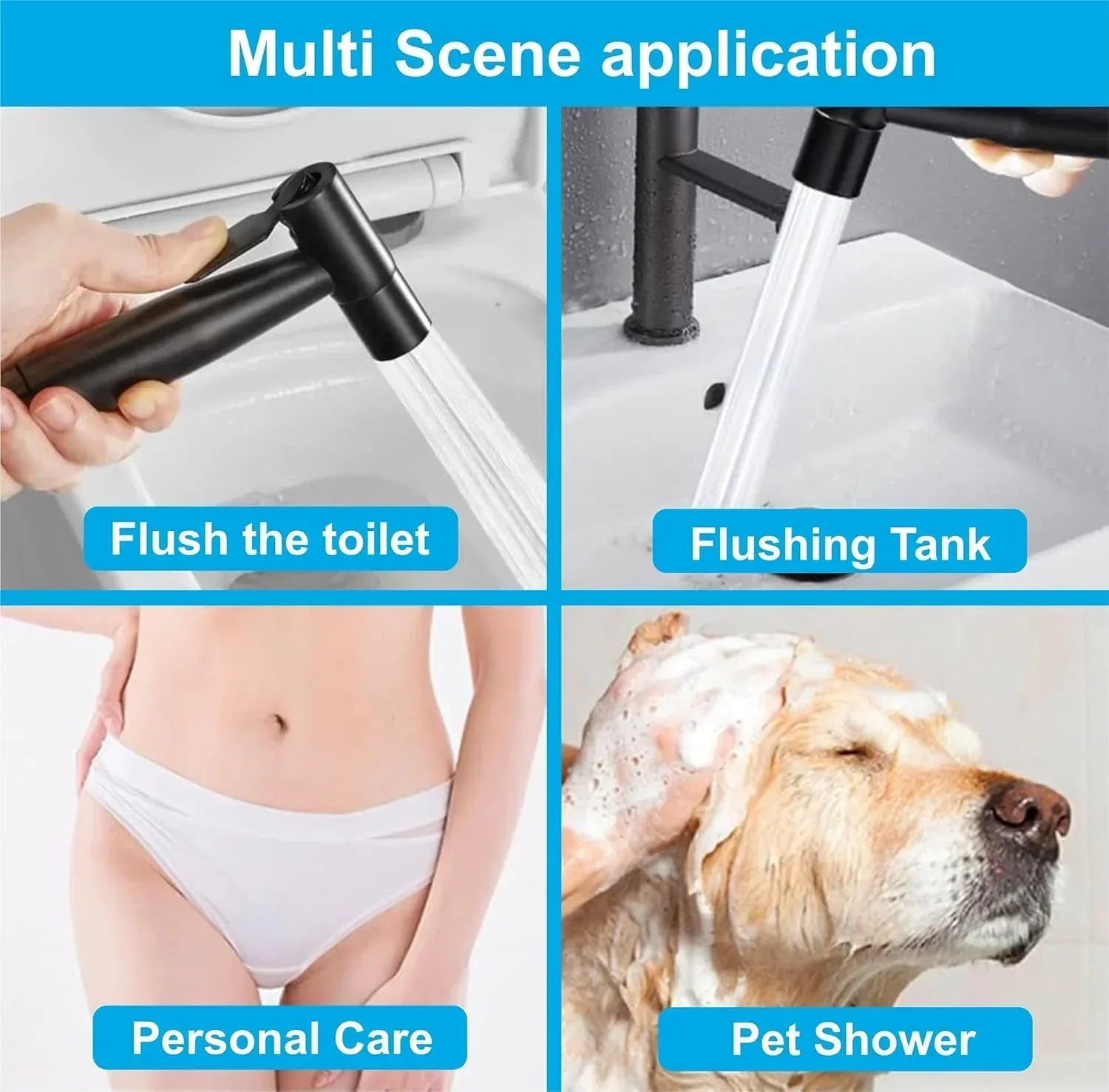 Fossa Hand Held Bidet Sprayer Premium Stainless Steel Sprayer - Health Faucet for Toilet, with 1 Mtr Spring Flexible Shower Hose Pipe,Hook (Black) - Fossa Home