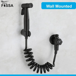 Steelo Stainless Steel Health Faucet with Flexible ABS Spring Hose pipe - 1 Metar Black - Fossa Home