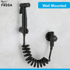 Fossa Hand Held Bidet Sprayer Premium Stainless Steel Sprayer - Health Faucet for Toilet, with 1 Mtr Spring Flexible Shower Hose Pipe,Hook (Black) - Fossa Home